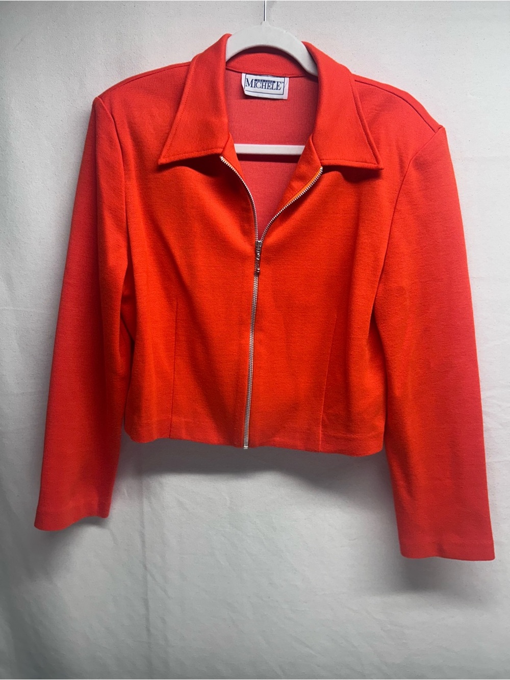 Michele Vibrant Orange Zip-Up Cropped Blazer